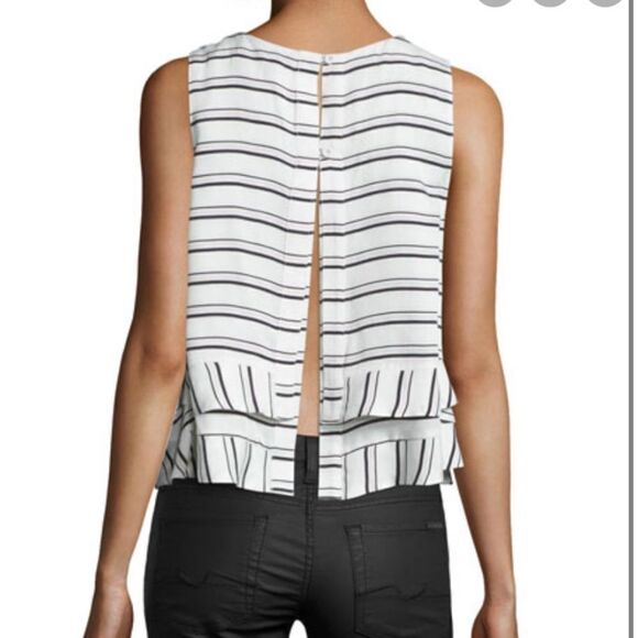 Rebecca Minkoff Marie Striped Flyaway Back Top - Picture 2 of 9